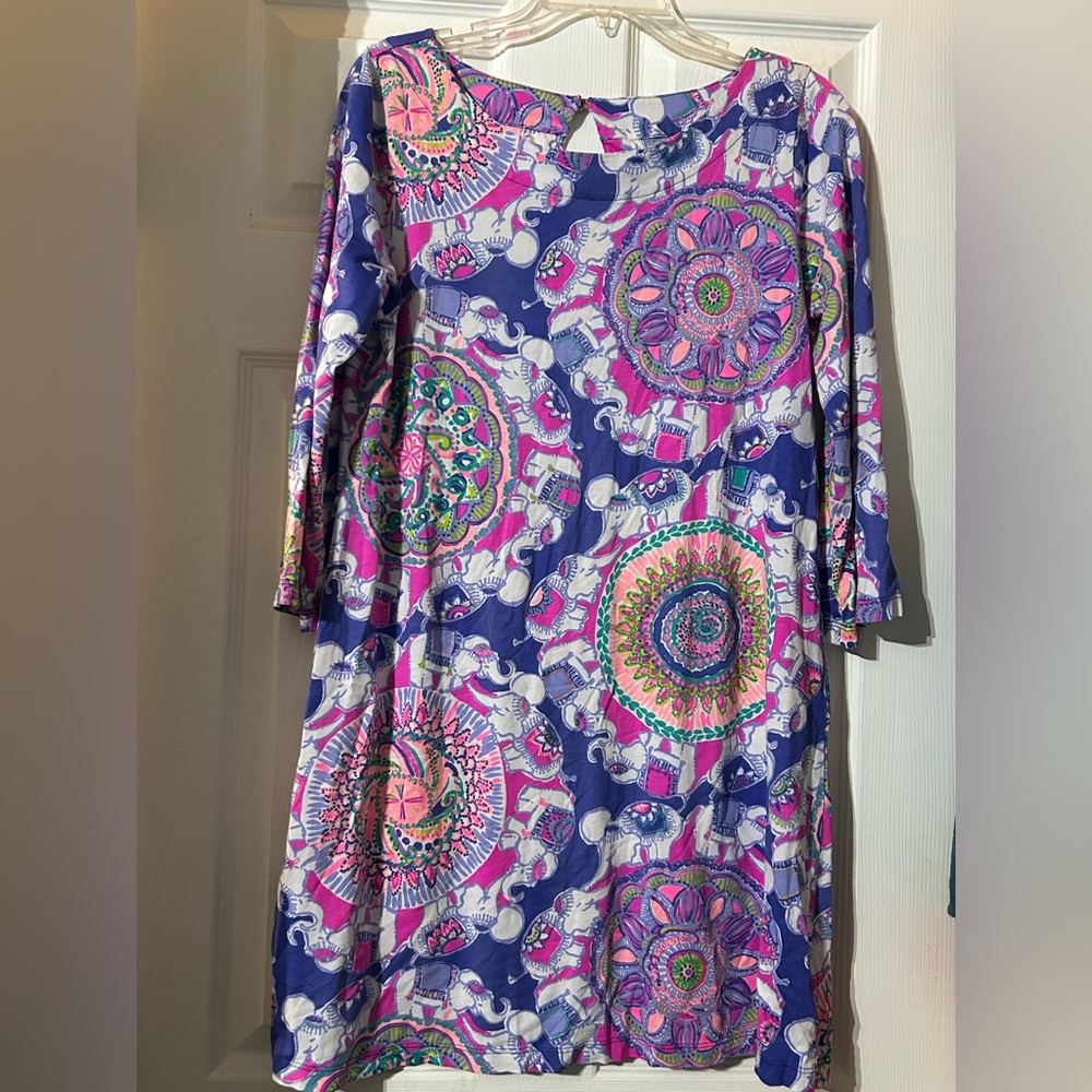 Lilly Pulitzer Women's Purple & Pink Printed Shift Dress Large VGUC